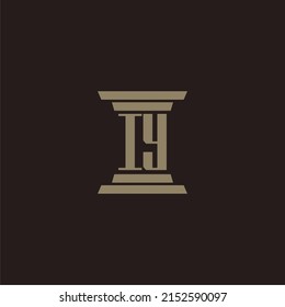 Logotipo inicial del monograma IY para la firma de abogados con diseño de hitos