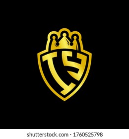 Logo de monograma IY con plantilla de diseño de estilo de escudo y corona aislado en fondo negro