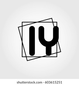 iy uppercase initials square frame business logo