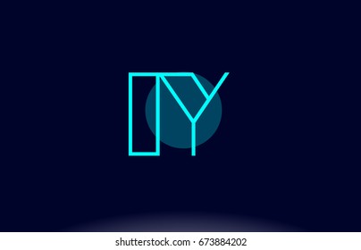 iy i y blue line circle letter logo alphabet creative company vector icon design template