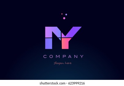 iy i y creative color blue background pink purple blue magenta alphabet letter company logo vector icon design