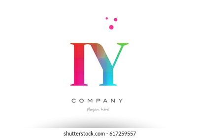 IY I Y creative rainbow colors colored artistic alphabet company letter logo design vector icon template