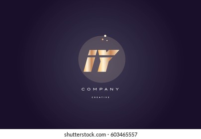iy i y  gold yellow golden metal metallic bold luxury product modern creative gradient alphabet company logo design vector icon template