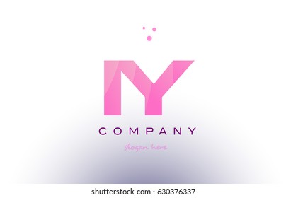 iy i y letter alphabet text pink purple dots creative company logo vector icon design template