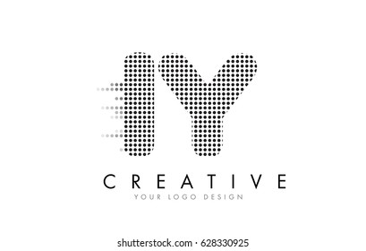 IY I Y Letter Logo Design with Black Dots and Bubble Trails.