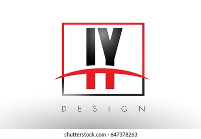 IY I Y Logo Letters with Red and Black Colors and Swoosh. Creative Letter Design Vector.