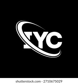 Logotipo de IYC. Carta de IYC. Diseño del logotipo de la letra de IYC. Logotipo de las iniciales IYC enlazado con el círculo y el logotipo del monograma en mayúsculas. Tipografía IYC para tecnología, negocio y marca inmobiliaria.