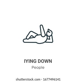 Iying down outline vector icon. Thin line black iying down icon, flat vector simple element illustration from editable people concept isolated stroke on white background