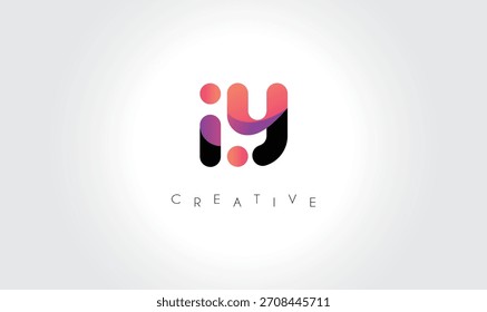 IY,iy Gradiente Logotipo abstrato com formas arredondadas criativas