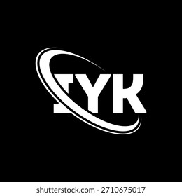 Logotipo de IYK. Carta de IYK. Diseño del logotipo de la letra IYK. Logotipo de las iniciales IYK enlazadas con el círculo y el logotipo del monograma en mayúsculas. Tipografía IYK para tecnología, negocio y marca inmobiliaria.