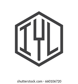 IYL three-letter initials hexagon logo black