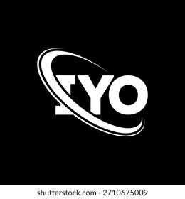 Logotipo de IYO. Carta de IYO. Diseño del logotipo de la letra de IYO. Logotipo de IYO con el círculo y el logotipo del monograma en mayúsculas. Tipografía IYO para tecnología, negocio y marca inmobiliaria.