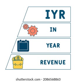 IYR - In Year Revenue acronym. business concept background.  vector illustration concept with keywords and icons. lettering illustration with icons for web banner, flyer, landing 