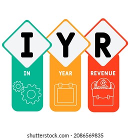 IYR - In Year Revenue acronym. business concept background.  vector illustration concept with keywords and icons. lettering illustration with icons for web banner, flyer, landing 
