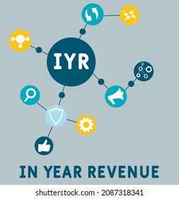 IYR - In Year Revenue acronym. business concept background.  vector illustration concept with keywords and icons. lettering illustration with icons for web banner, flyer, landing 