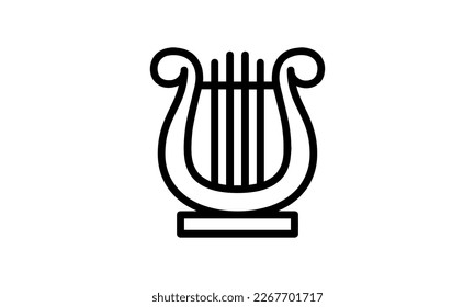 iyre vector icon outline style string instrument black on white background eps8