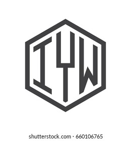 IYW three-letter initials hexagon logo black