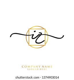 IZ Initial handwriting logo template