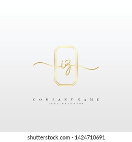 IZ initial handwriting logo template vector