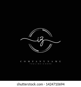 IZ initial handwriting logo template vector