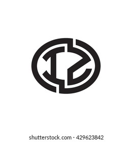 IZ initial letters looping linked ellipse monogram logo