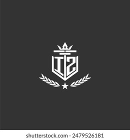 IZ initial monogram brand logo design for crown vector image