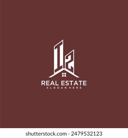 IZ initial monogram building and roof logo for real estate