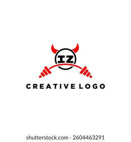 IZ initial monogram for fitnes or gym logo with devil style design