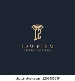 IZ logotipo inicial de la firma de abogados en monograma con diseño de hitos