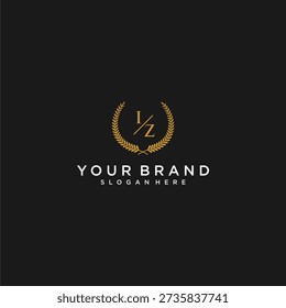 IZ initial monogram letter for your brand logo with leaf image design