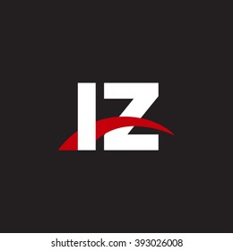 IZ initial overlapping swoosh letter logo white red black background