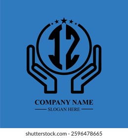 IZ initials held within hands, symbolizing trust and protection. The circle represents unity, while stars highlight excellence and ambition.