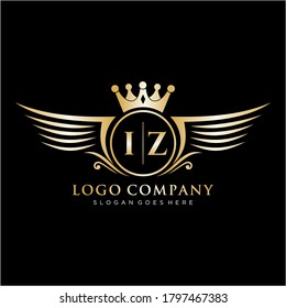 IZ Letter Initial with Royal Wing Logo Template.