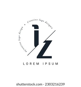 Diseño con logotipo de carta iz con corte creativo. Diseño de logotipo creativo