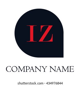 IZ Letter red , Abstract black background logo, Design identity in shape, Alphabet letter