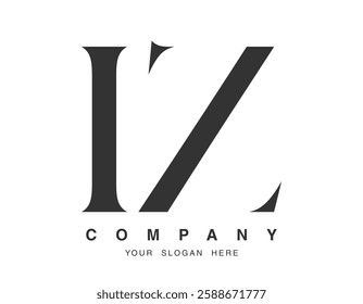 IZ logo design. Initial letter i and z serif font style. Creative classic company name typography. Trendy logotype or identity. Vector illustration.