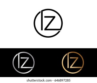 Iz Logo. Letter Design Vector with Red and Black Gold Silver Colors
