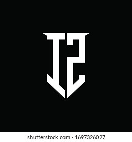 IZ logo monogram with emblem shield style design template