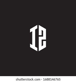 Monograma de logotipo IZ con plantilla de diseño de estilo hexagonal aislado en fondo negro