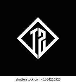 IZ logo monogram with square rotate style design template