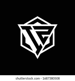 IZ logo monogram with triangle and hexagon shape combination isolated on back and white colors