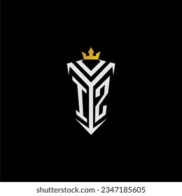 logotipo de monograma IZ inicial para el diseño de estilo de corona de escudo
