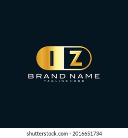 Logo de monograma IZ con forma ovalada de metal dorado. diseño de oro de letras 3D premium. El logotipo se puede utilizar para negocios, joyería, ropa, artículos de lujo. plantilla de ilustración de vector