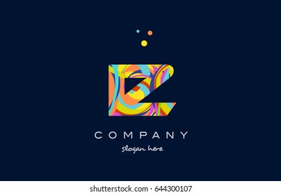 iz i z alphabet letter logo colors colorful rainbow acrylic font creative text dots company vector icon design template