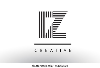 IZ I Z Black and White Letter Logo Design with Vertical and Horizontal Lines.