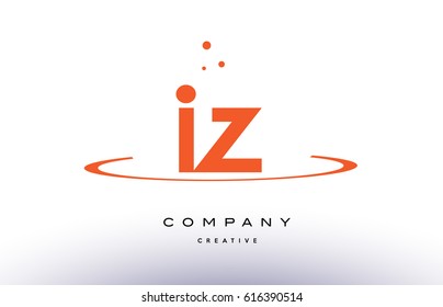 IZ I Z creative orange swoosh dots alphabet company letter logo design vector icon template