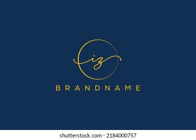 IZ   I Z hand drawn logo of initial signature, fashion, jewelry, photography, boutique, script, wedding, floral and botanical creative vector logo template for any company or business.