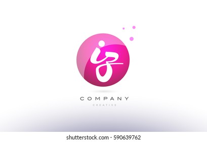 iz i z  sphere pink 3d alphabet company letter combination logo hand writting written design vector icon template 