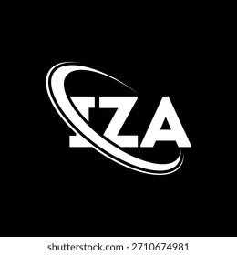 Logotipo de IZA. Carta de IZA. Diseño del logotipo de la letra IZA. Logotipo de IZA con el círculo y el logotipo del monograma en mayúsculas. IZA-tipografía para tecnología, negocio y marca inmobiliaria.