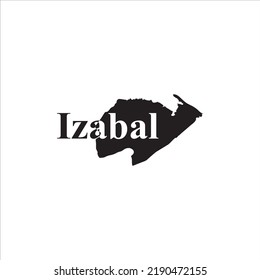 Izabal-Karte und schwarzes Buchstabendesign auf weißem Hintergrund